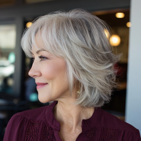 Chic Layered Feathered Bob with Soft Movement