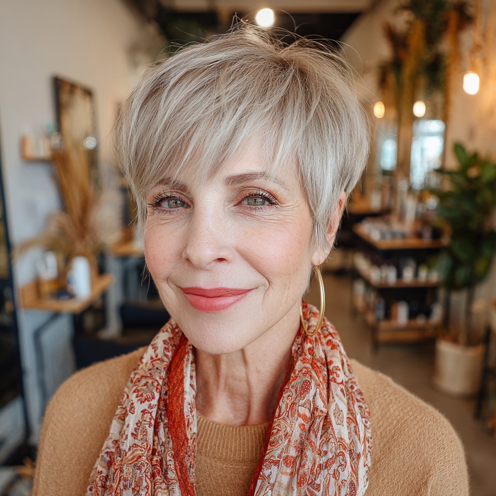 Chic Light Ash Blonde Pixie with Textured Layers