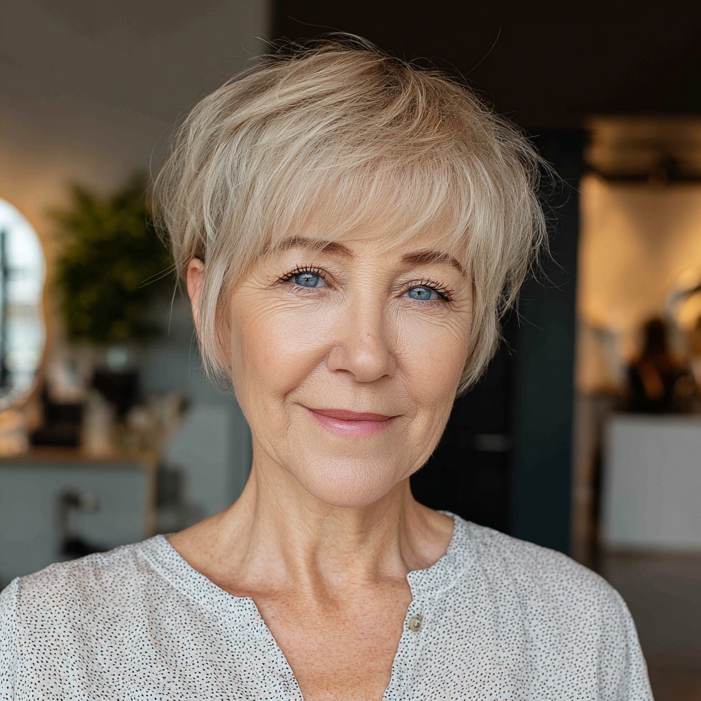 Chic Light Blonde Layered Pixie with Soft Texture