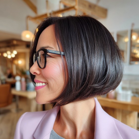 Chic Rounded A-Line Bob with Glossy Finish