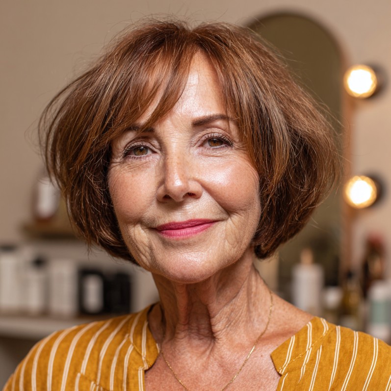 Chic Rounded Draped Bob with Subtle Front Layers