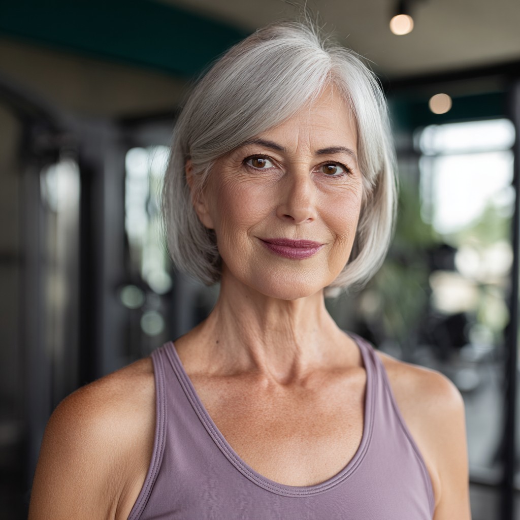 chic silver bob with subtle layers