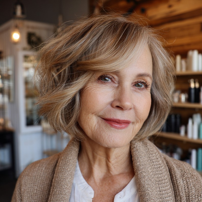 Chic Soft Textured Bob with Natural Highlights