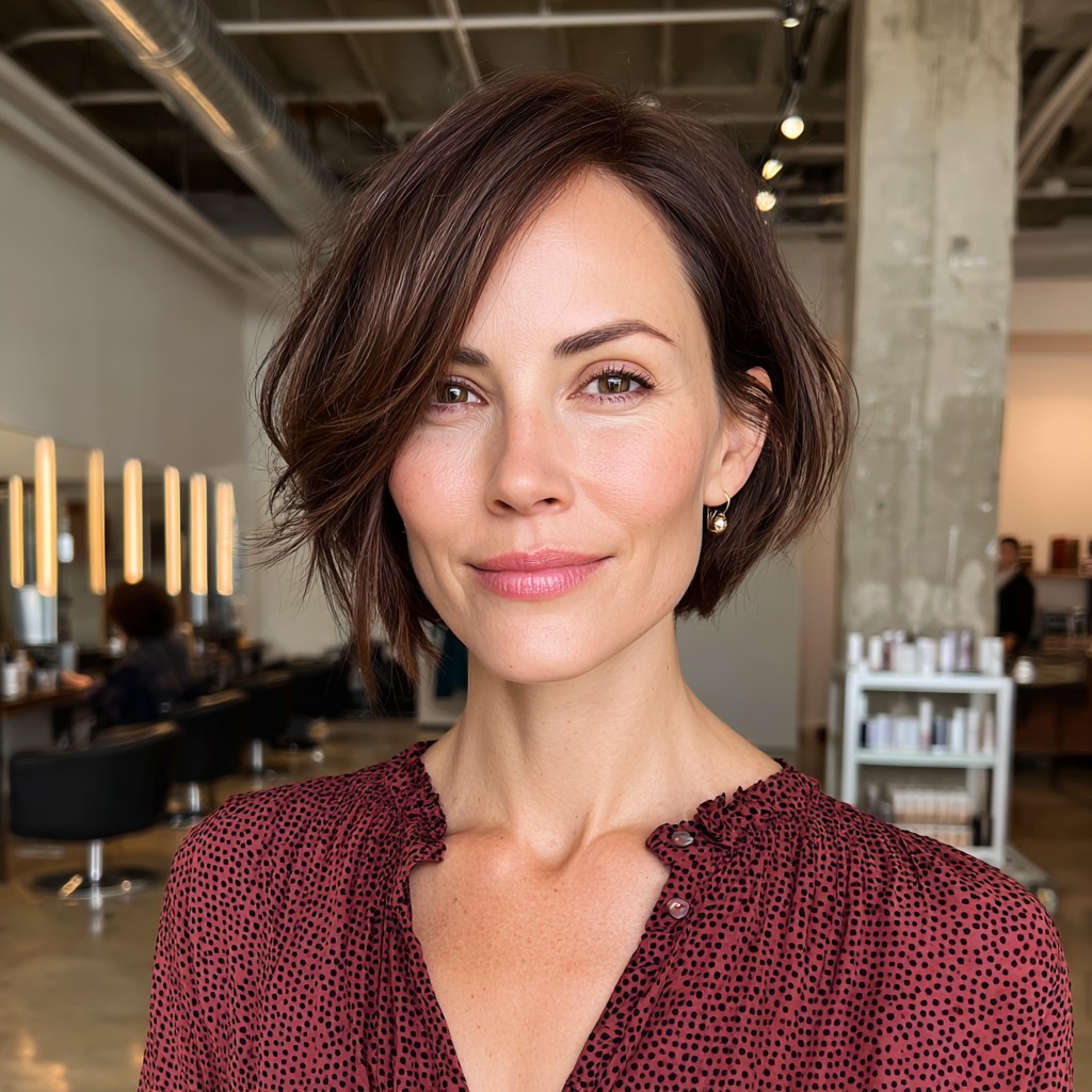 Chic Textured A-Line Bob with Subtle Highlights