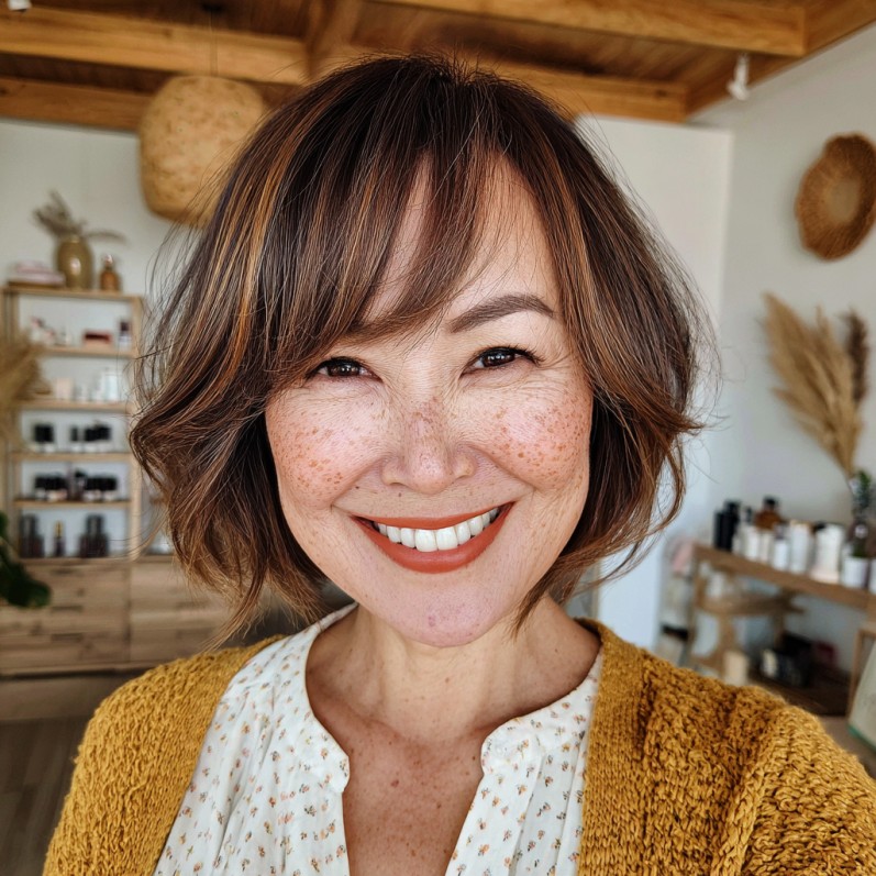 Chic Textured Balayage Bob with Soft Layers