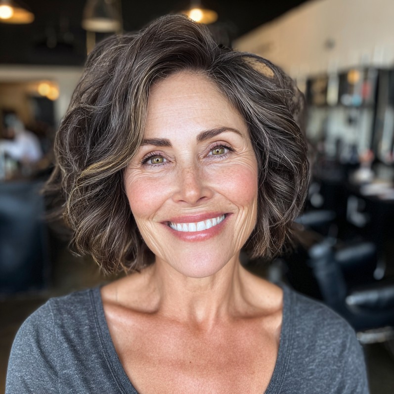 Chic Textured Bob with Subtle Highlights