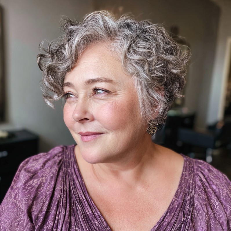 Chic Textured Curly Bob with Soft Volume