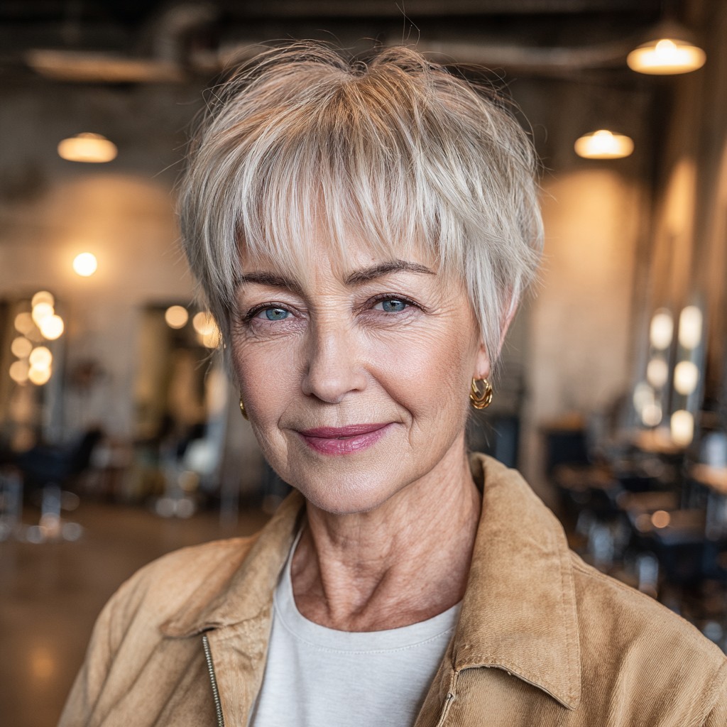 Chic Textured Long Pixie with Soft Bangs