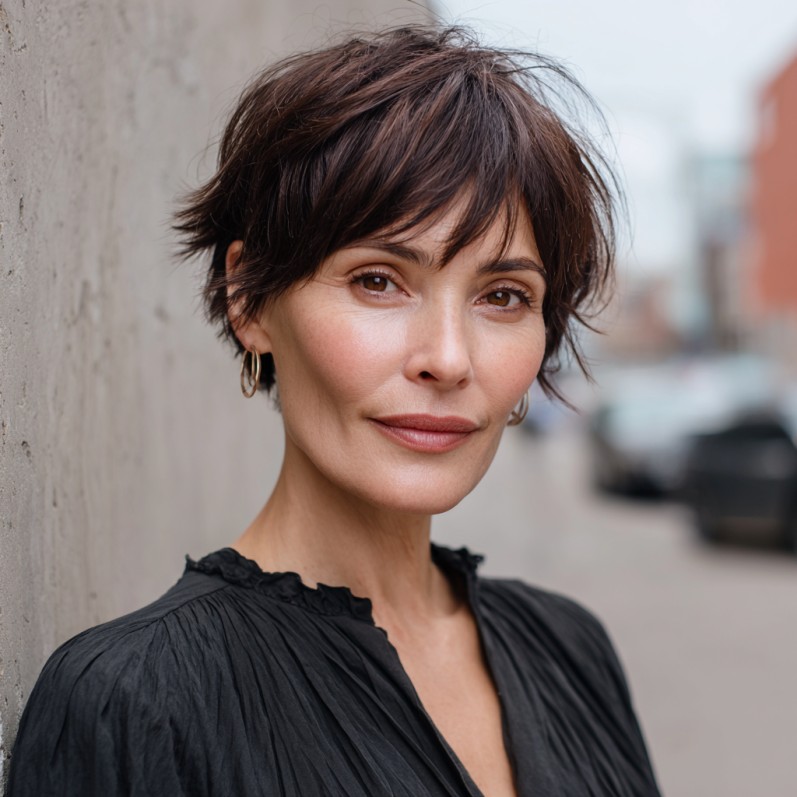 Chic Textured Short Cut with Soft Bangs