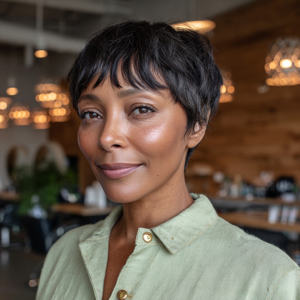 Chic Textured Short Pixie with Soft Fringe