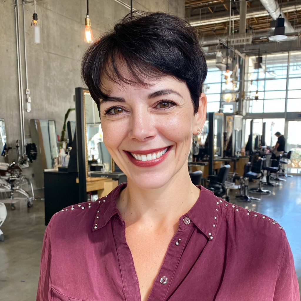 Chic Textured Short Pixie with Soft Side Swept Bangs