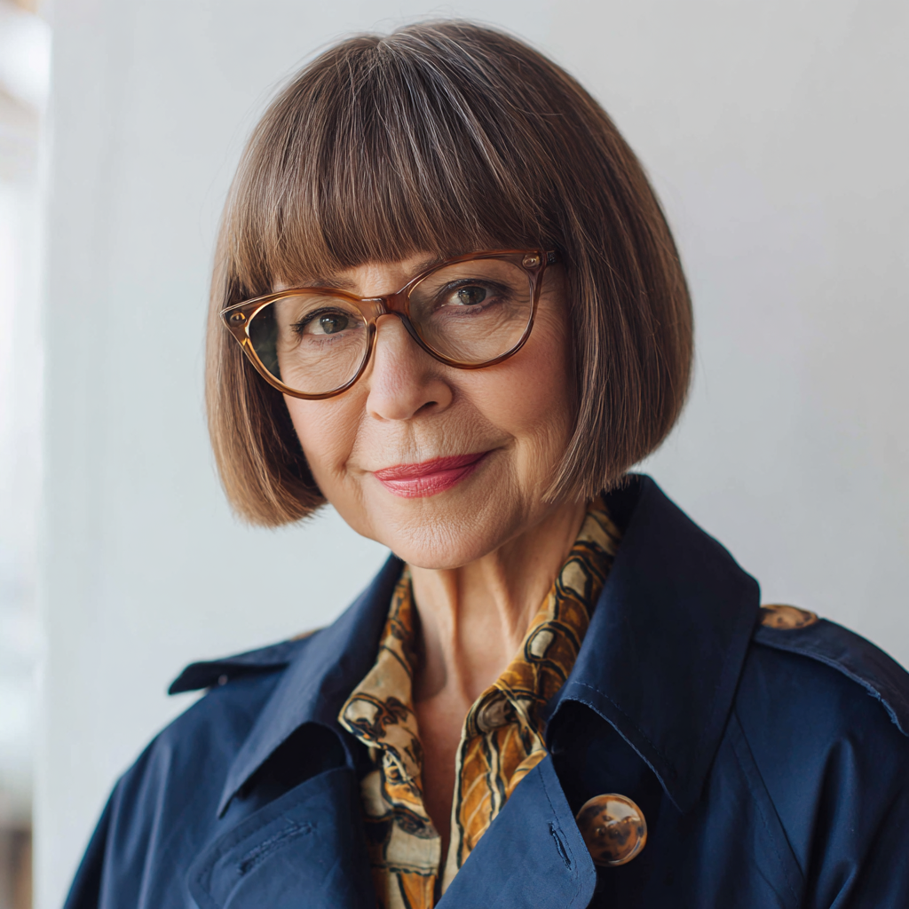 Classic Glossy Bob with Straight Across Bangs