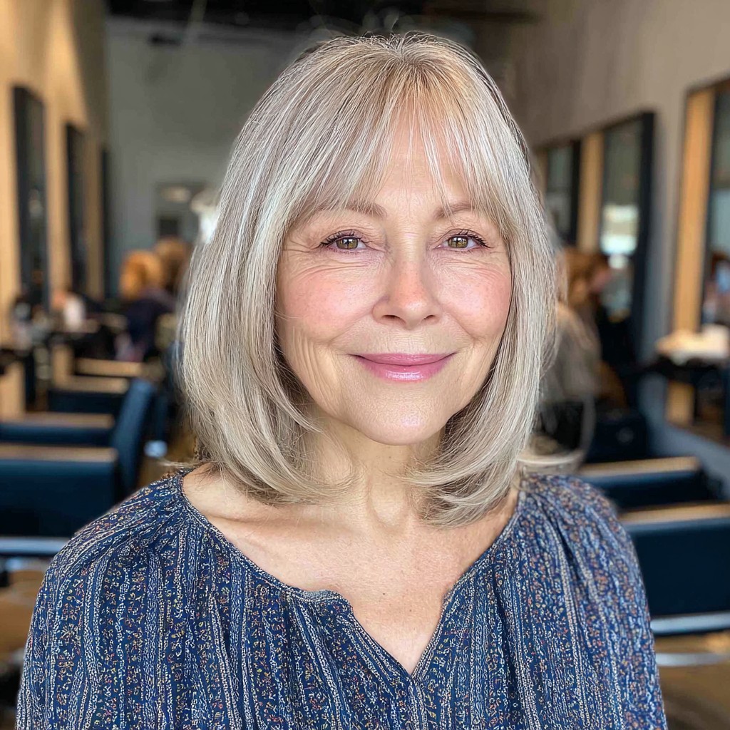 Contemporary Blunt Lob with Soft Curtain Bangs