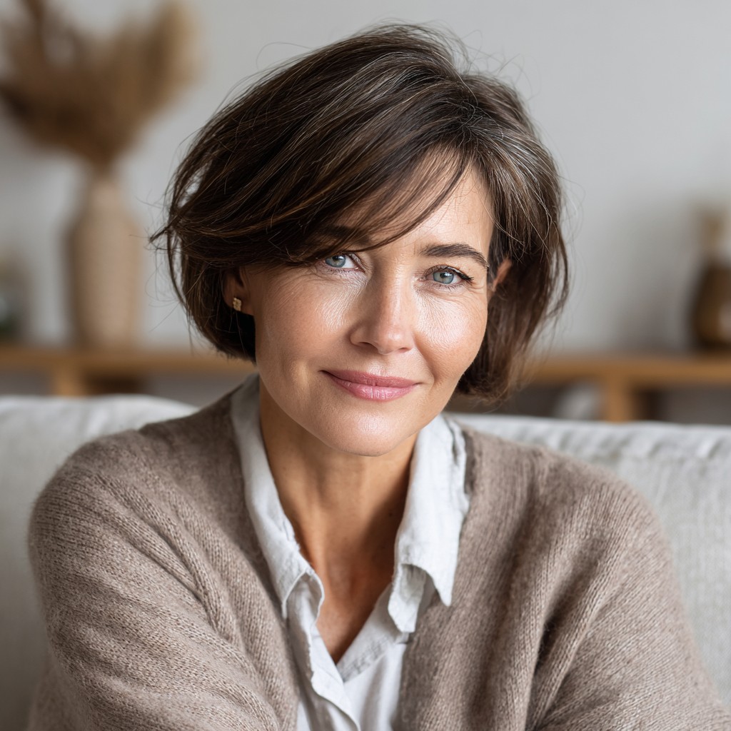 Effortlessly Chic Textured Bob with Soft Bangs