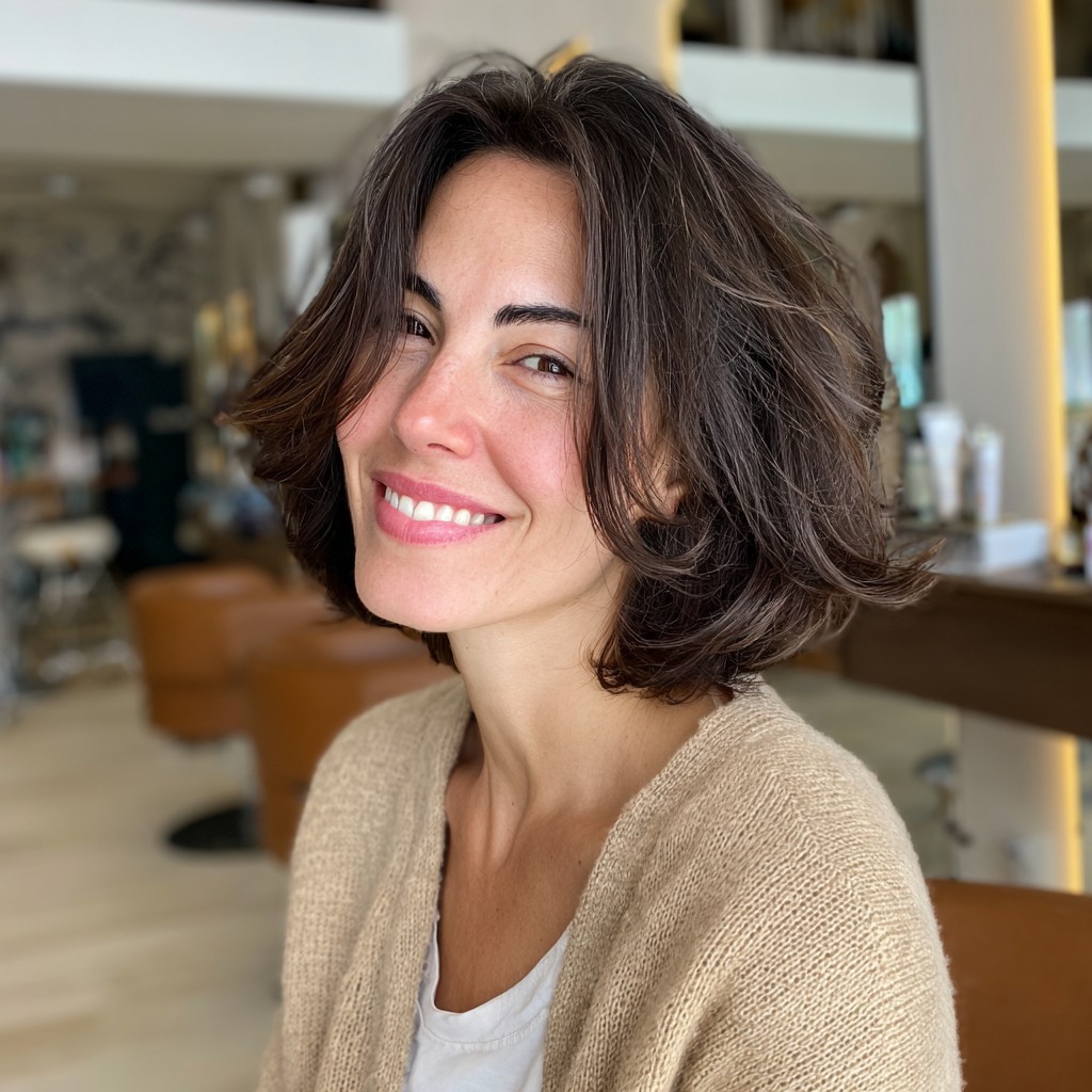 Effortlessly Chic Textured Bob with Soft Waves