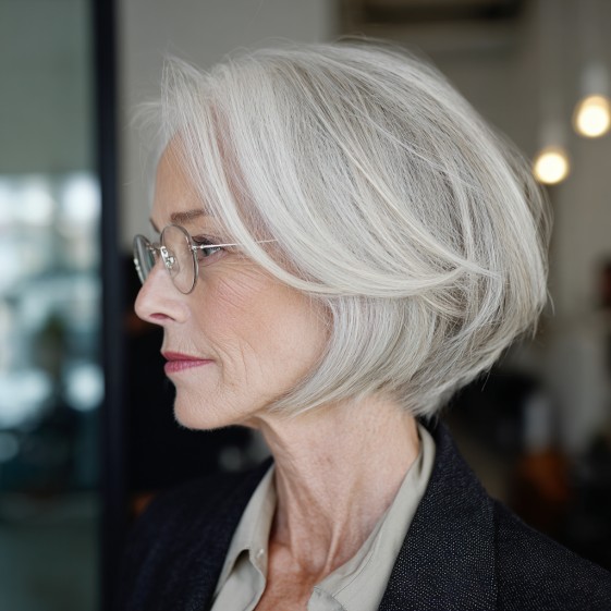 Elegant Feathered Bob with Subtle Movement