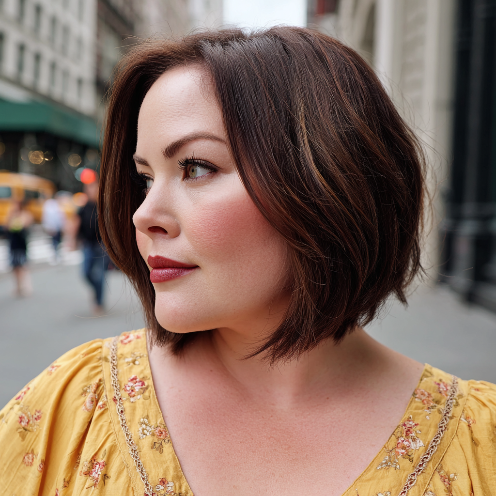 Elegant Textured Angular Bob with Warm Tones