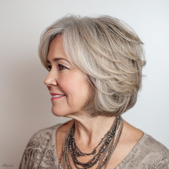Elegant Textured Feathered Bob with Soft Waves