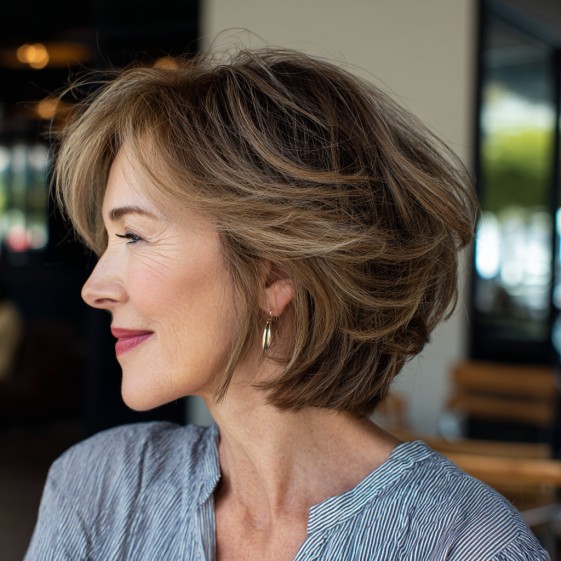 Modern Feathered Bob with Soft Volume