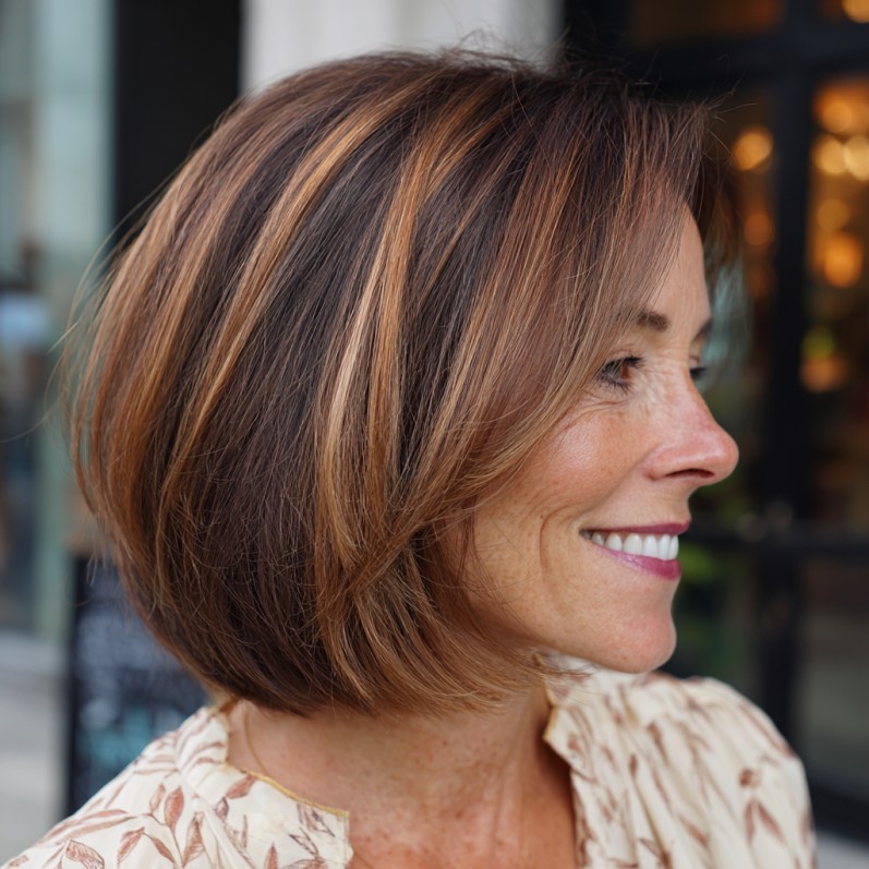 Modern Sleek Balayage Bob with Natural Highlights