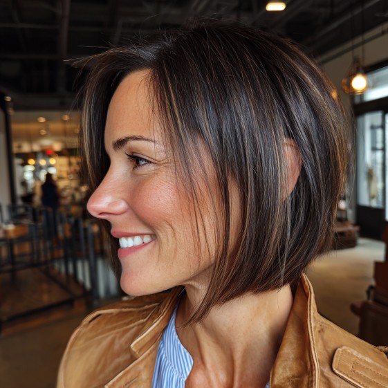 Modern Textured A-Line Bob with Subtle Highlights