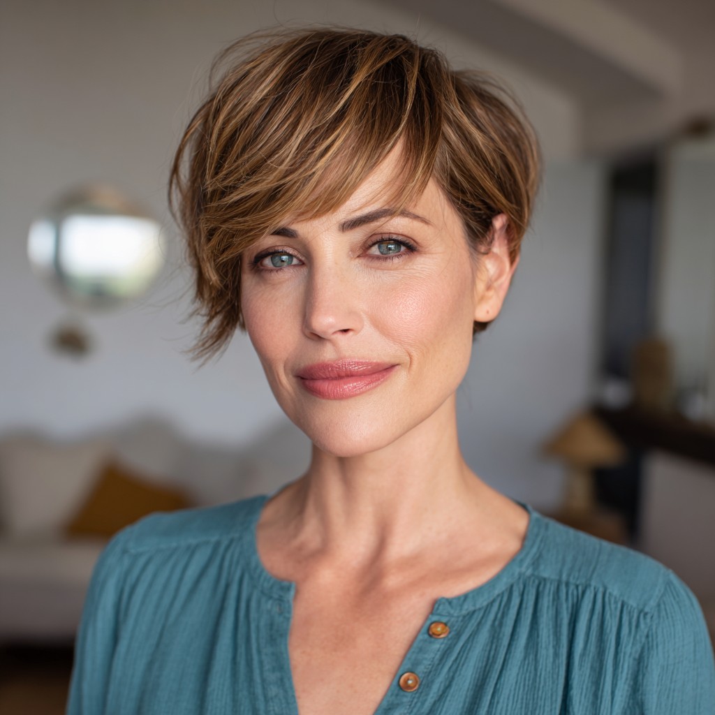 Modern Textured Short Pixie with Subtle Waves