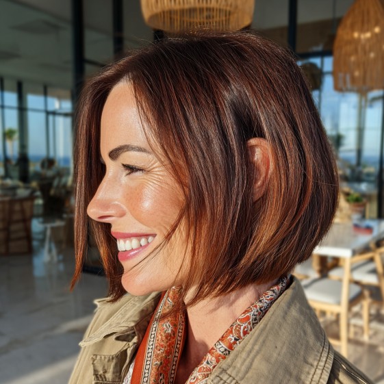 Radiant Chestnut A-Line Bob with Soft Layers