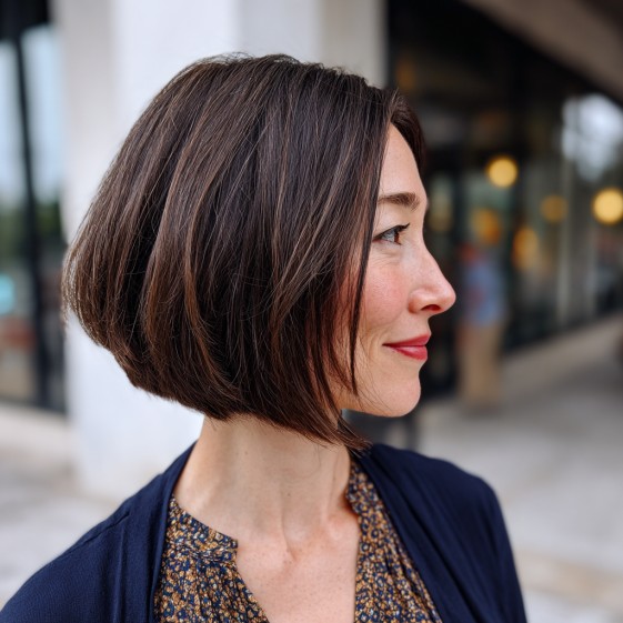 Sleek Dark A-Line Bob with Subtle Layers