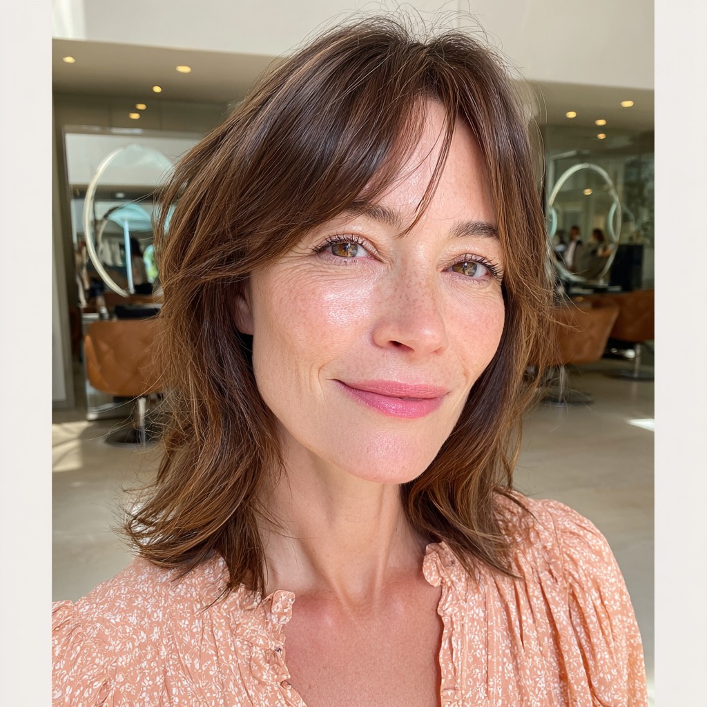 Soft Layered Cut with Face-Framing Bangs