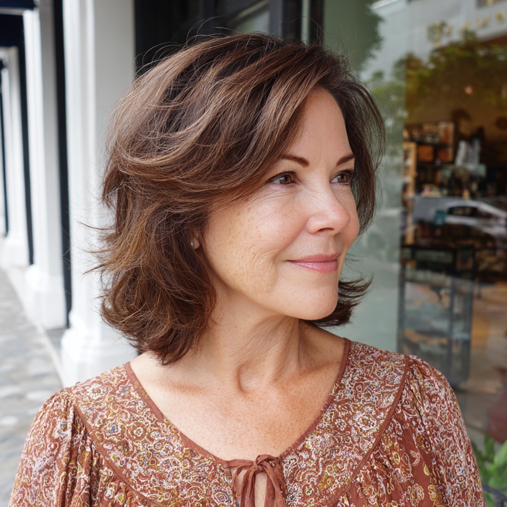 Soft Layered Shoulder-Length Cut with Natural Highlights
