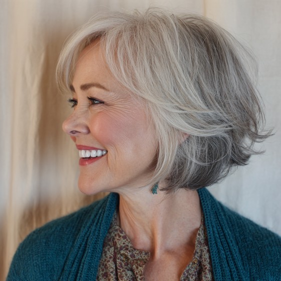 Softly Feathered Bob with Gentle Dimension