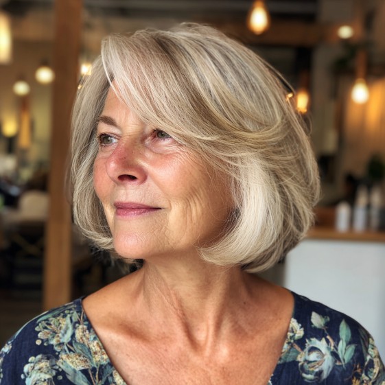 Softly Textured Feathered Bob with Light Layers