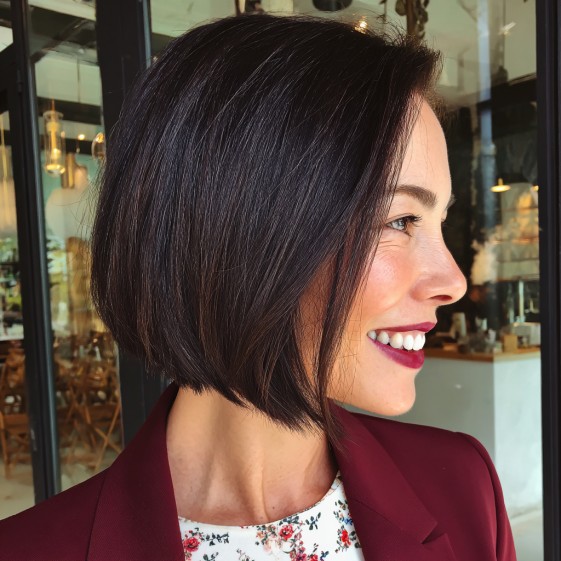 Stylish Dark A-Line Bob with Subtle Layering