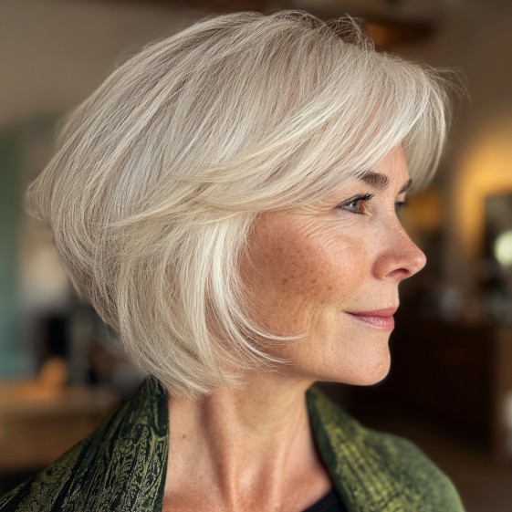 Stylish Feathered Bob with Soft Movement