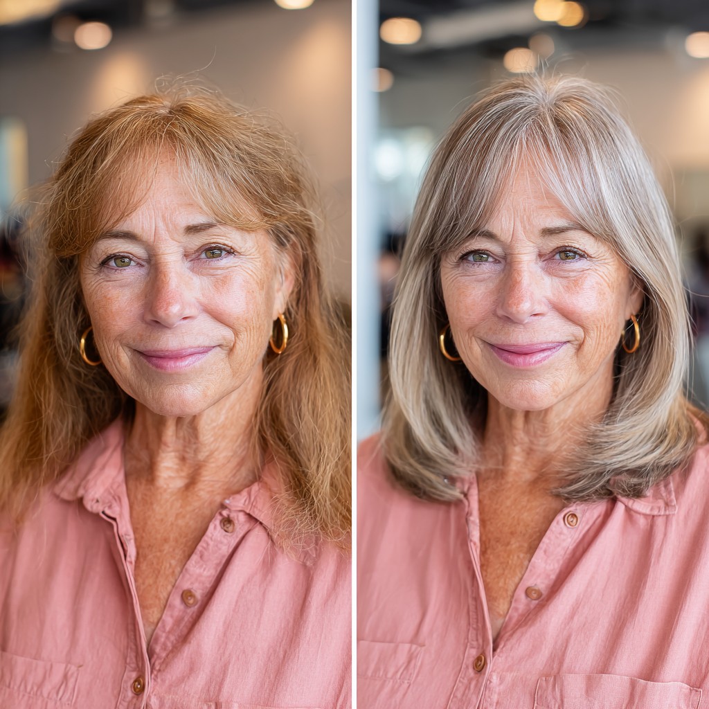 Stylish Layered Lob with Curtain Bangs