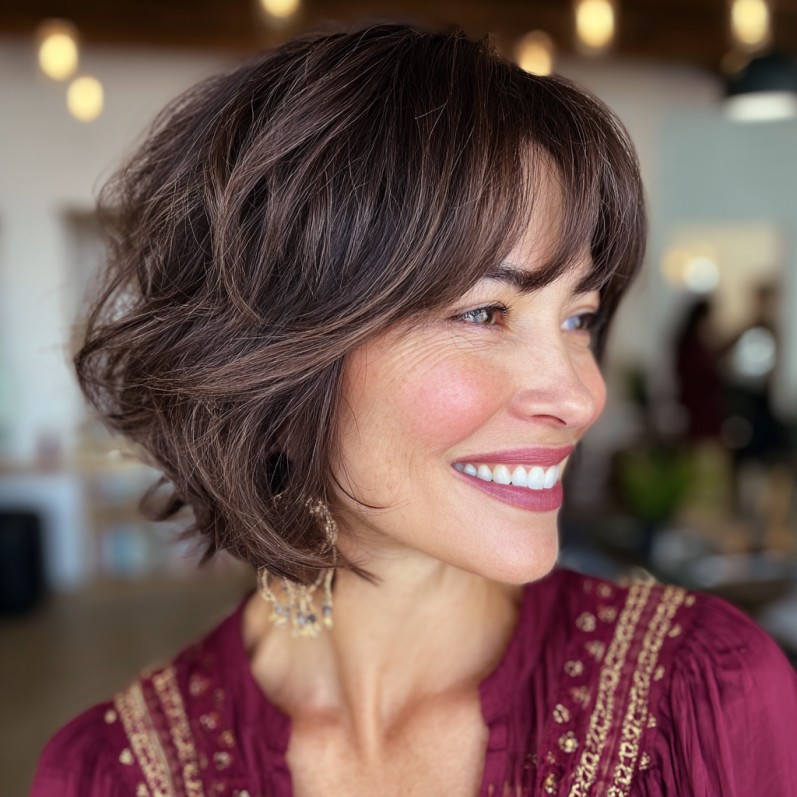 Textured Balayage Bob with Soft Layers