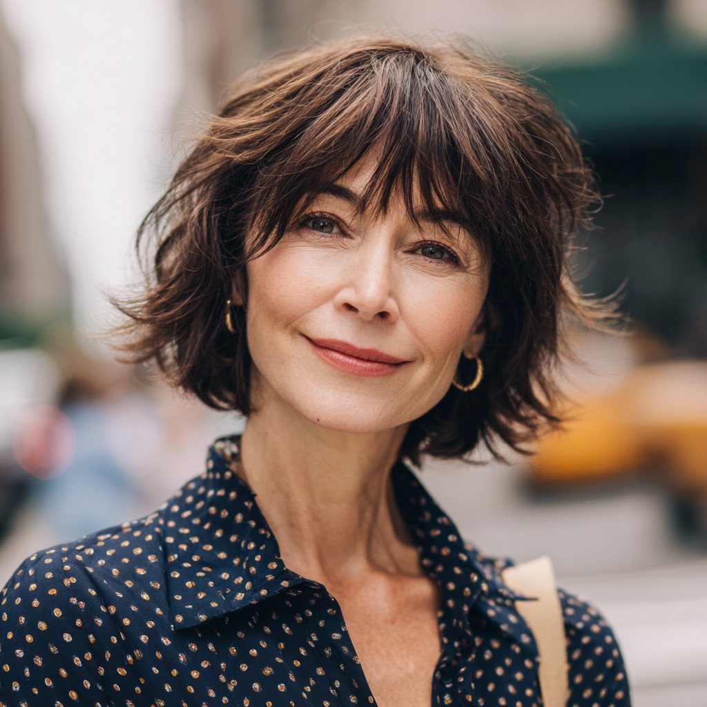 Textured Bob with Fringe and Soft Layers