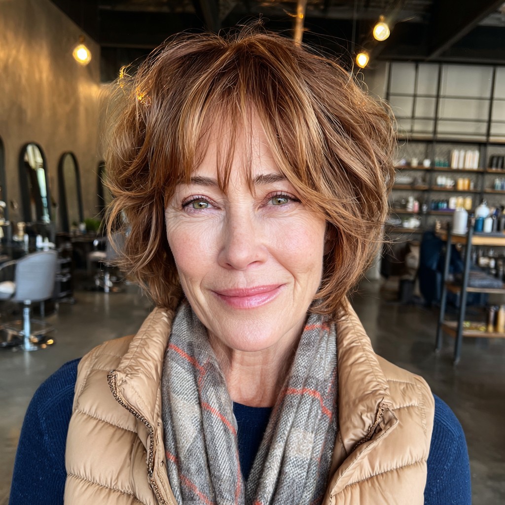 textured choppy bob with wispy bangs