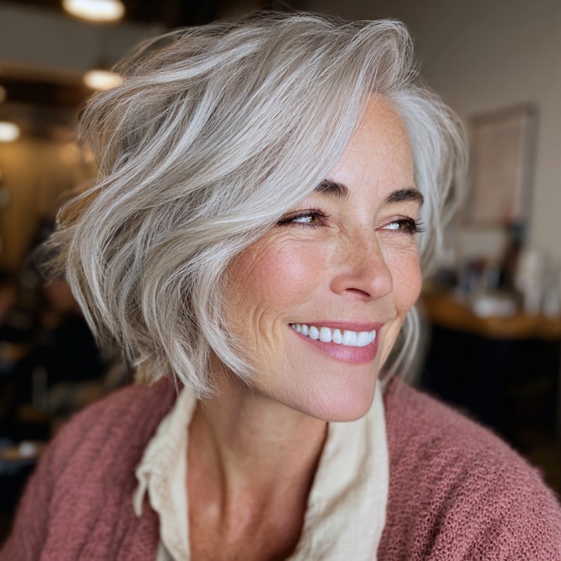 Textured Draped Bob with Effortless Movement