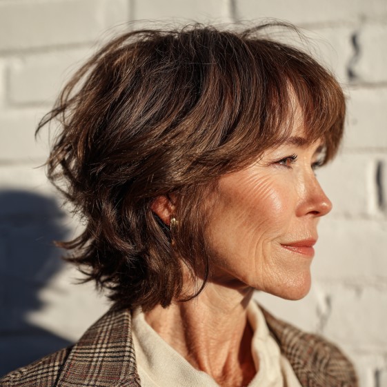 Textured Feathered Bob with Lively Volume