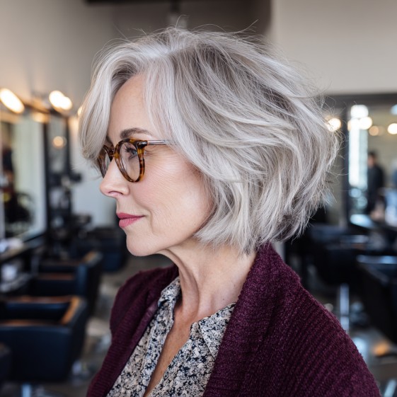 Textured Feathered Bob with Subtle Layers