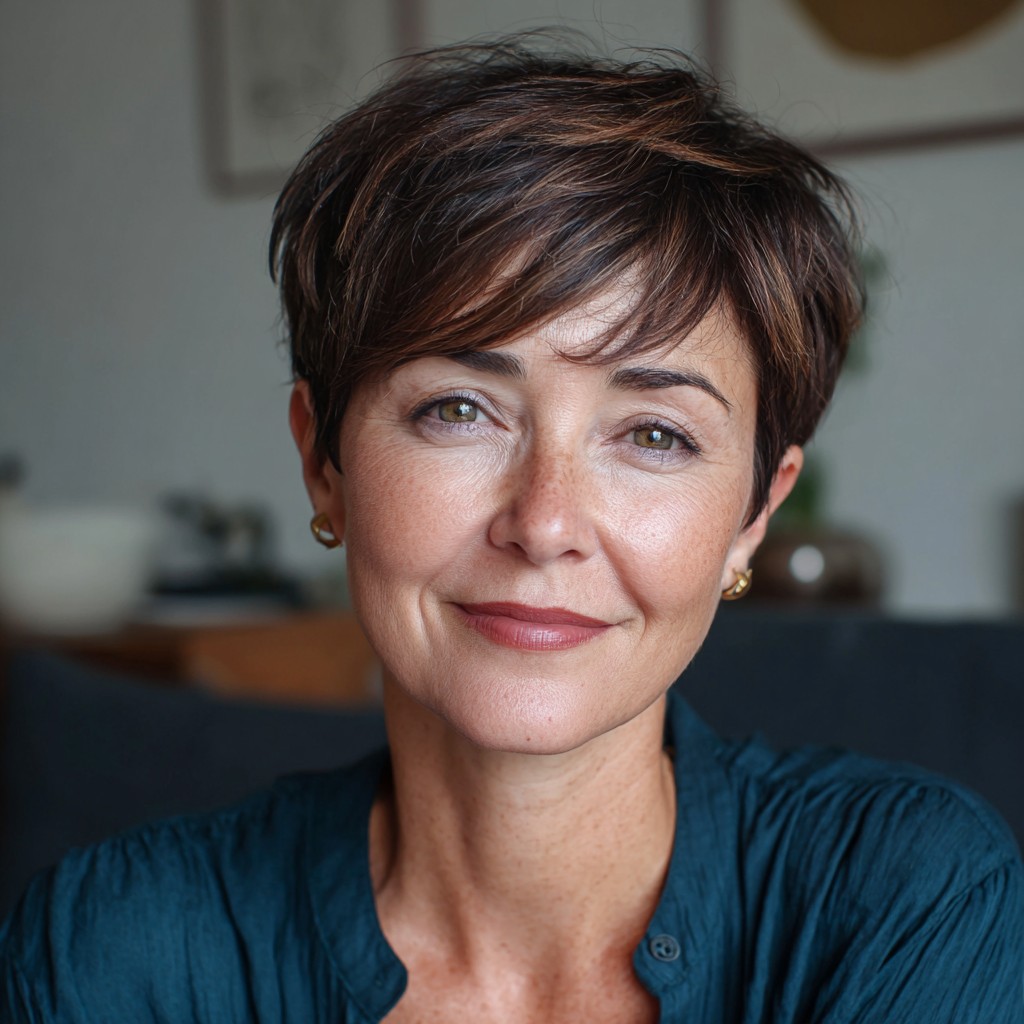 Textured Short Pixie Cut with Soft Bangs