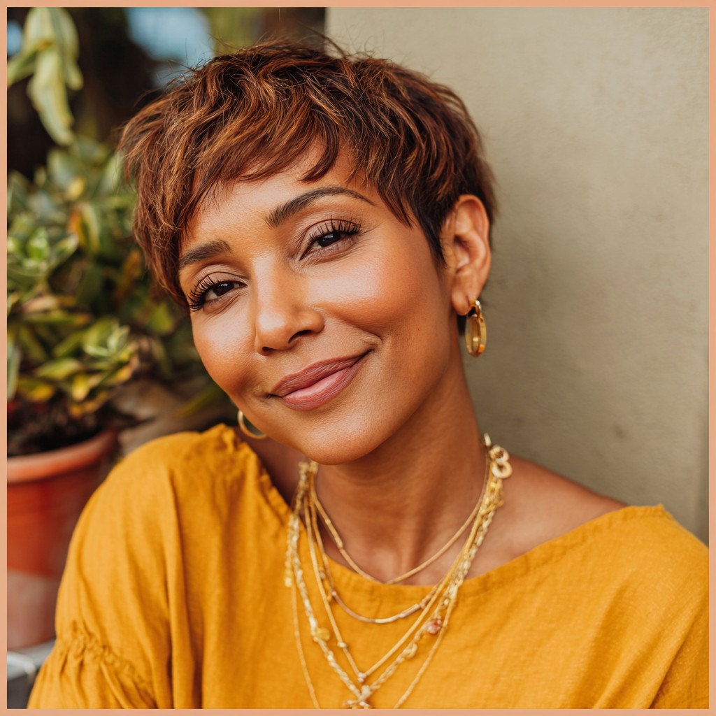 Textured Short Pixie with Warm Undertones