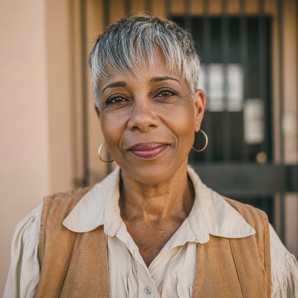 Textured Silver Pixie with Soft Bangs