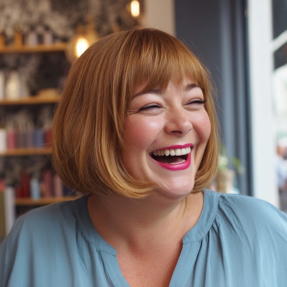 Charming Rounded Pageboy Bob with Textured Bangs