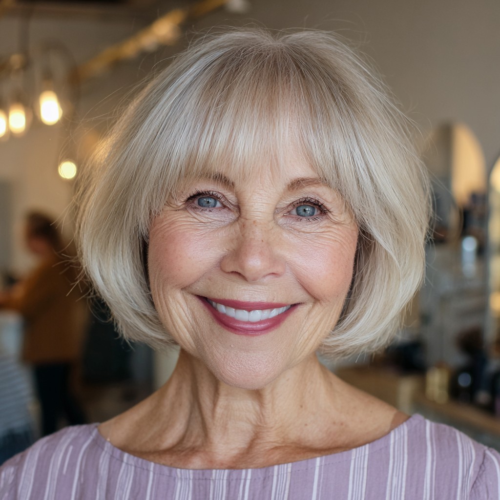 Charming Soft Blonde Bob with Subtle Bangs
