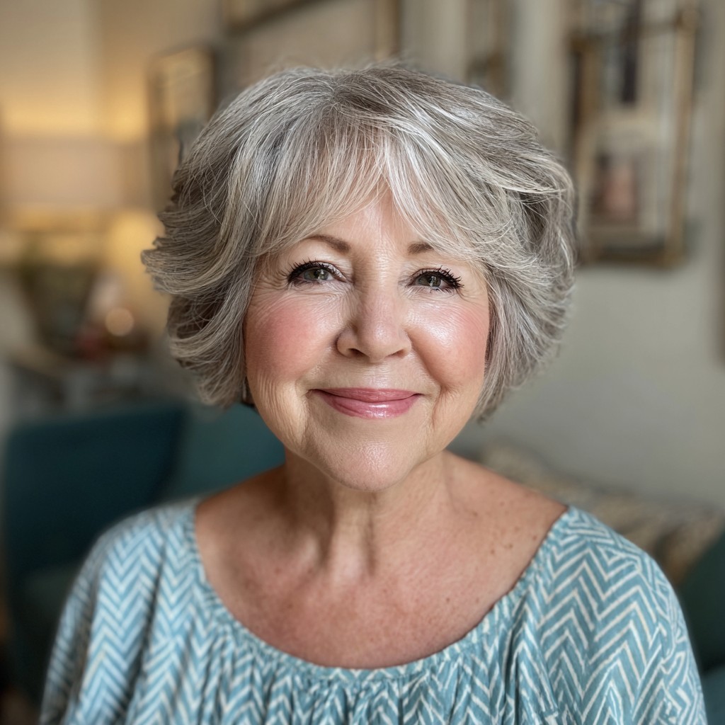 Charming Soft Textured Bob with Wispy Bangs