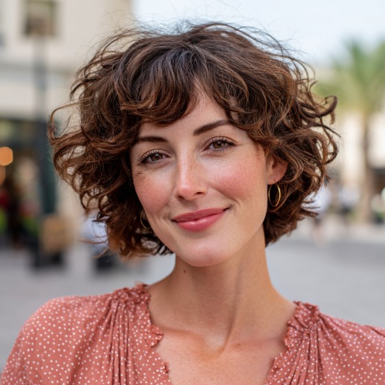 Chic Curly Pageboy Bob with Soft Layers