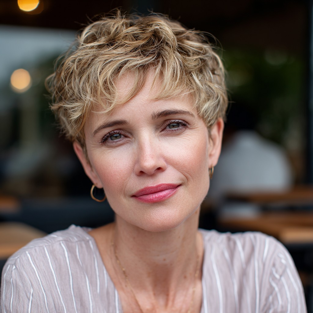 Chic Curly Pixie Cut with Soft Textured Layers