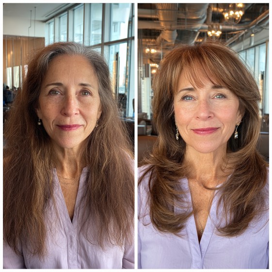 Chic Layered Cut with Soft Volume and Face-Framing Bangs